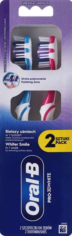 Whitening Toothbrush Set, medium, pink + blue - Bath and Body