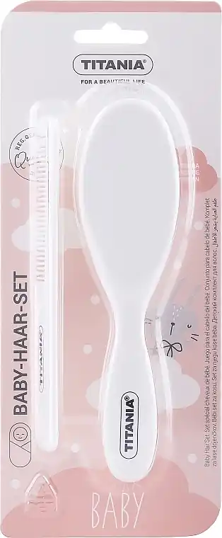 Baby Hair Brush & Comb Set, white