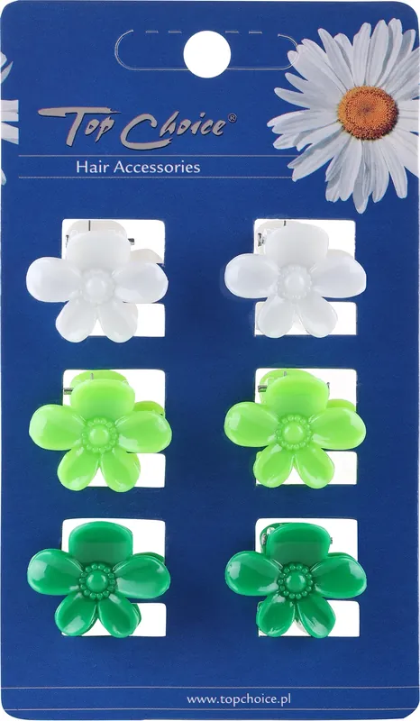 Hair Clips 24177, white, light green, green - Accessories