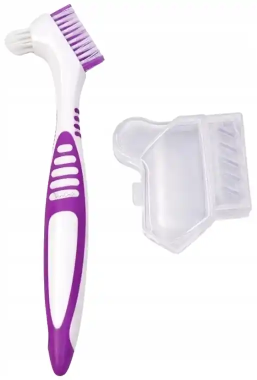 Denture Brush with Protective Cap, purple - Bath and Body