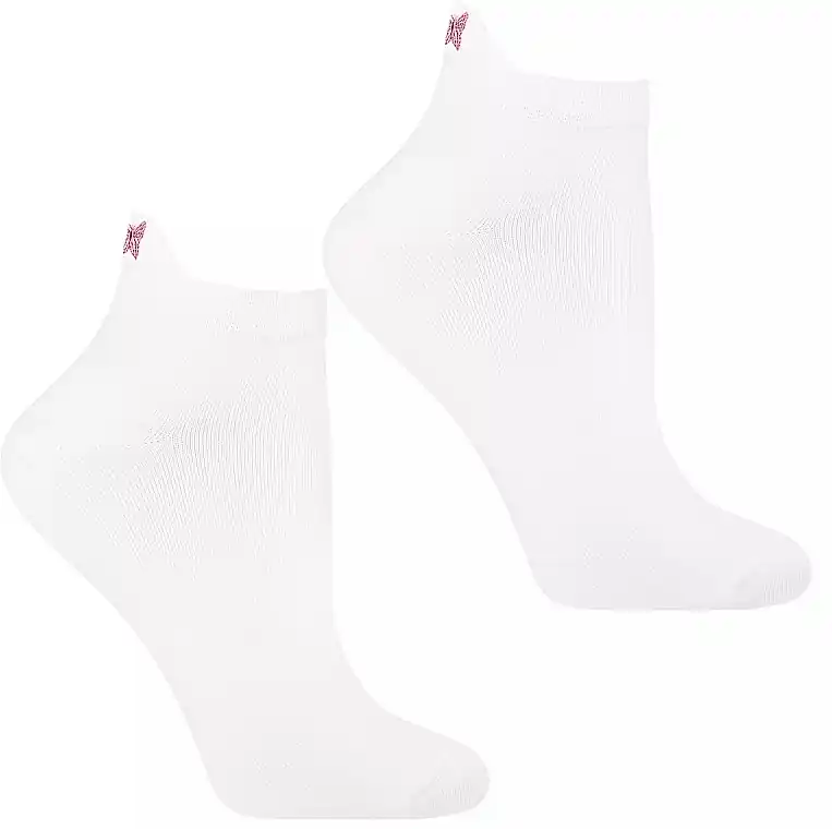 Women's short socks, CSD240-152, white with pink butterfly