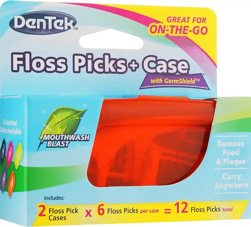 Dental Floss with Handle Set + 2 Travel Cases, orange + blue - Bath and Body