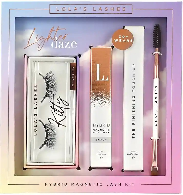 Lola's Lashes Kitty Hybrid Magnetic Eyelash Kit (eyeliner/3ml + remover/2.5ml + eyelashes/2pcs + brush) - Makeup