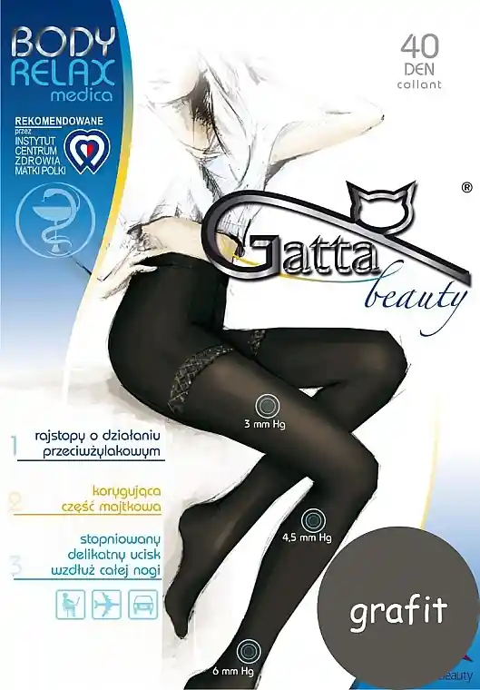 Body Relax Medica Light Compression Tights 40 Den, graphit - Clothes