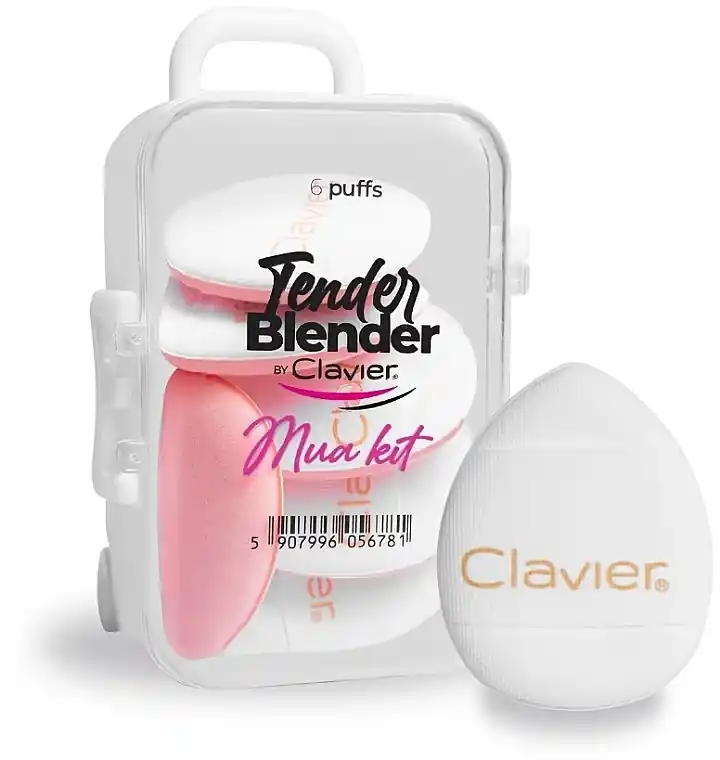 Flat Makeup Sponge Mini Set, white, 6 pcs - Accessories