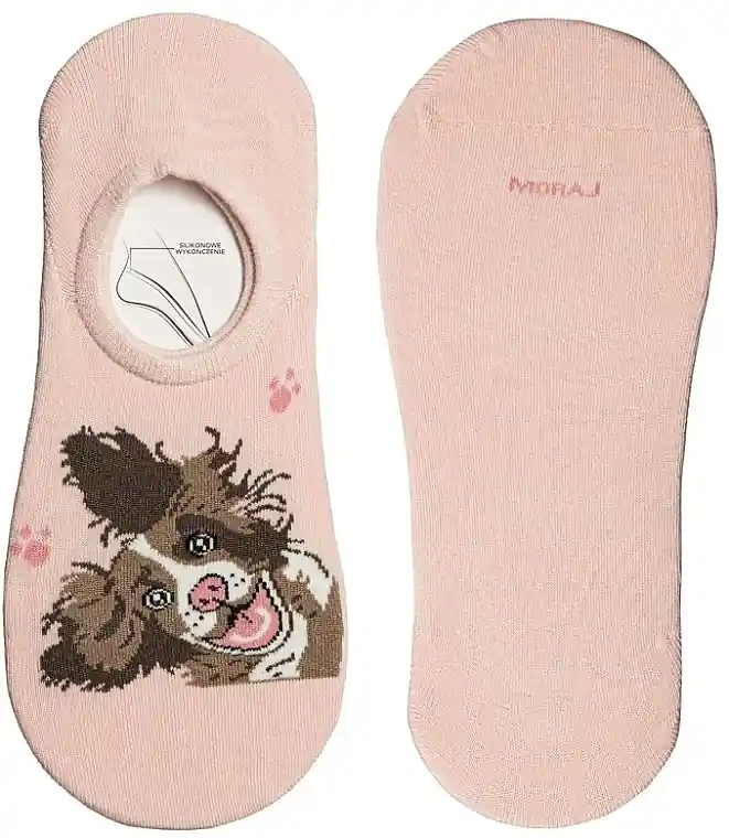 Women's cotton socks with dog prints, pink - Clothes