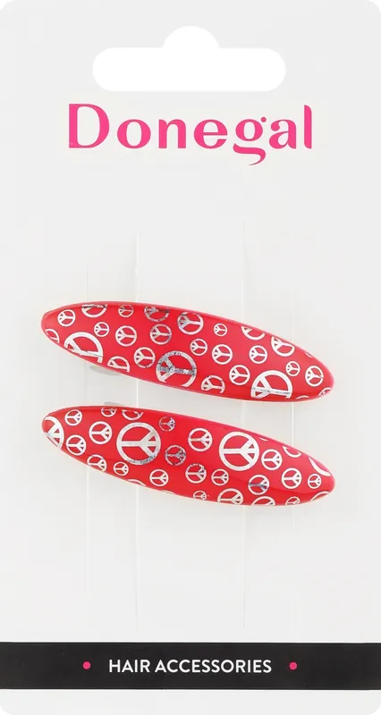 Hair clips FA-5683, 2 pcs, red with pattern