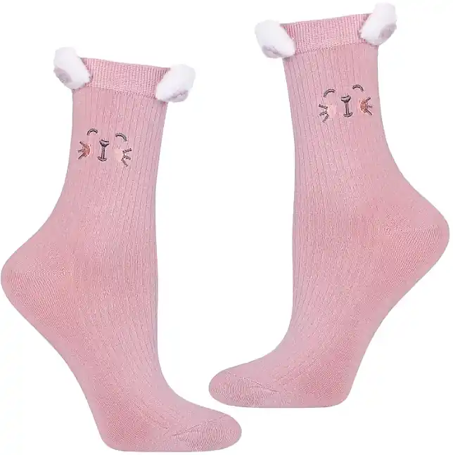 Long Cotton Socks with Rabbit Picture, pink - Clothes