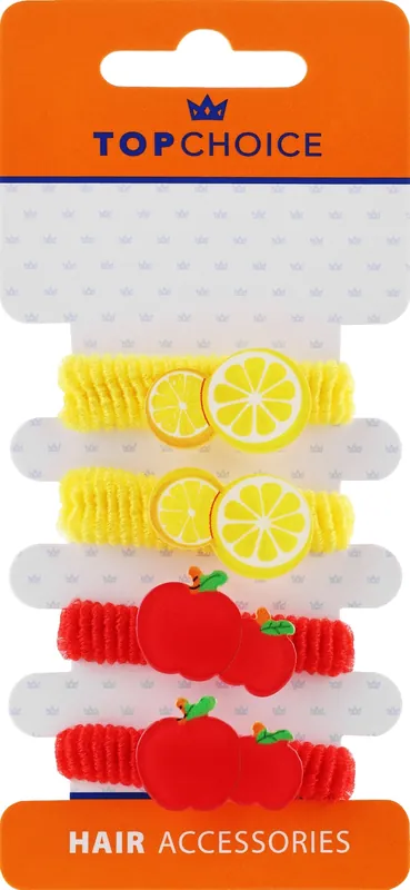Elastic Hair Bands, 22944, 4 pcs, lemon & apple - Accessories