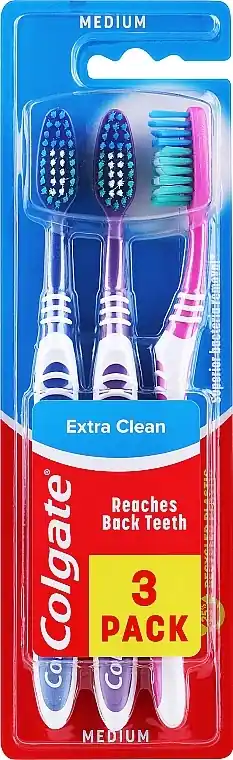 Toothbrush, medium, blue + purple + pink - Bath and Body