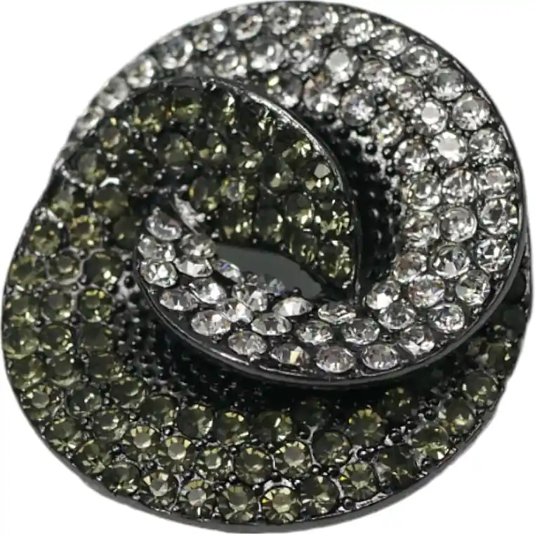 Brooch, green and white - Costume jewelry