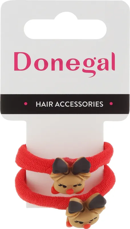 Hair ties FA-5739, 2 pcs, red with reindeer