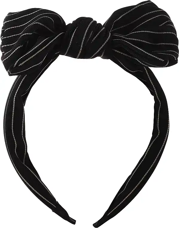 Hairband with Decorative Knot, FA-5618, black and beige stripes
