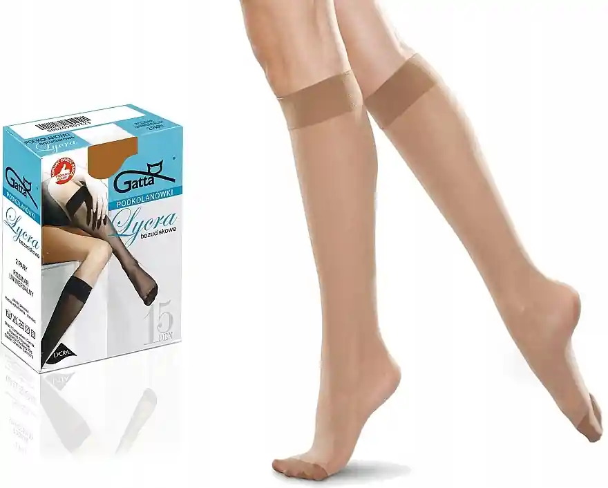 Women's knee-high socks 'Lycra', 2 pairs, 15 Den, golden