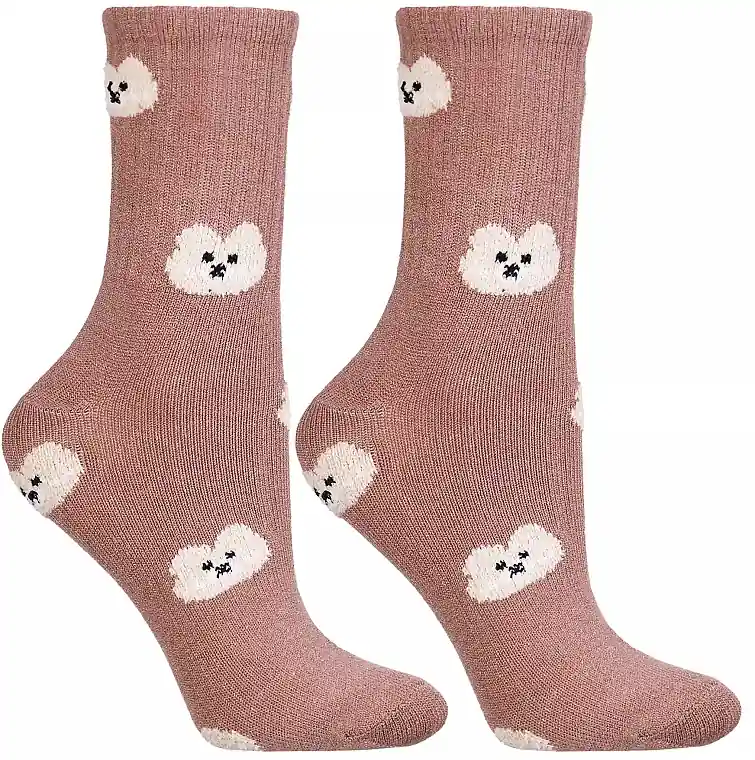 Long women's socks, CSL450-047, brown