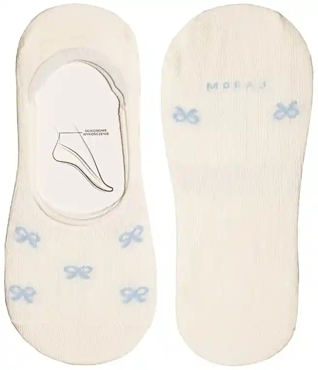 Short socks, CDB201-011, cream with blue bows