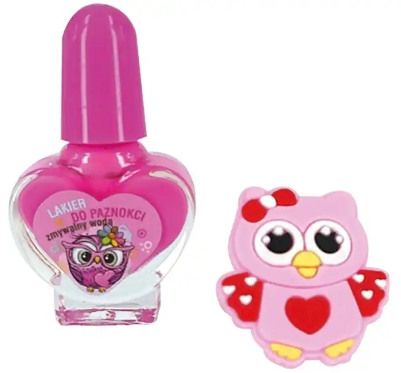 Nail Polish, pink heart bottle with owl ring - Nails