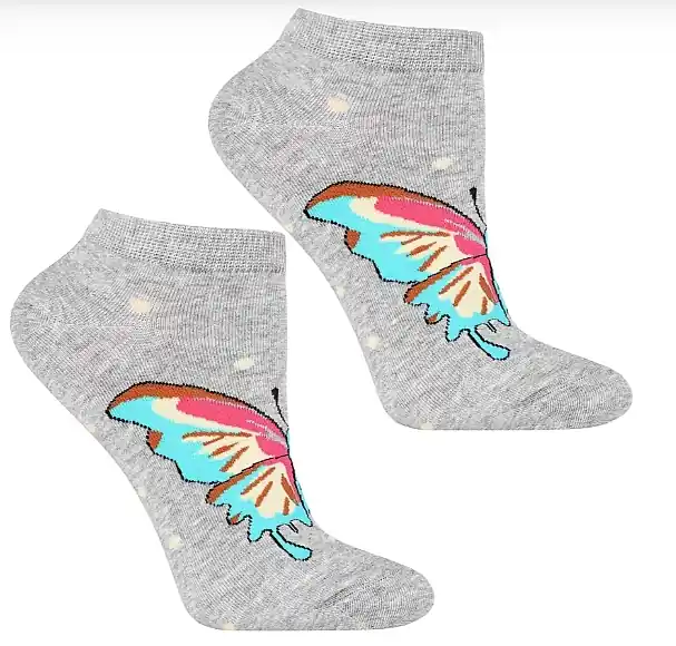 Women Socks with Butterfly Print, CSD240-114, grey