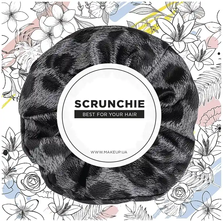 Faux Leather Classic Scrunchie, grey leopard - Accessories