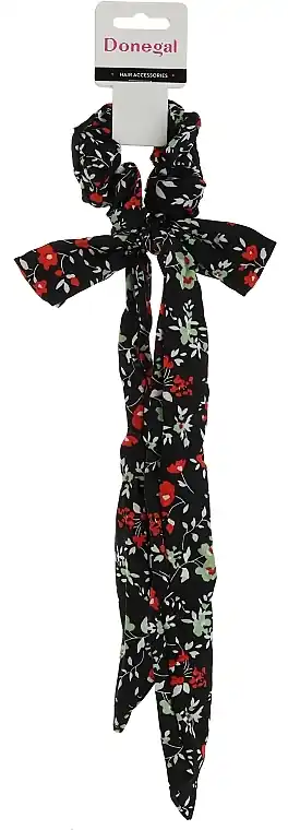 Hair Tie FA-5657, black with flowers