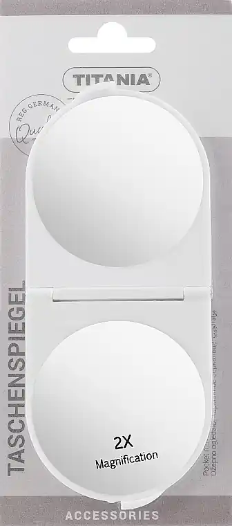 Folding mirror, round, 14x6 cm, white - Accessories