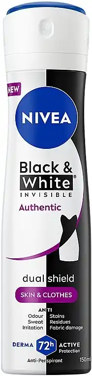 Black & White Invisible: Authentic Antiperspirant Spray - Bath and Body