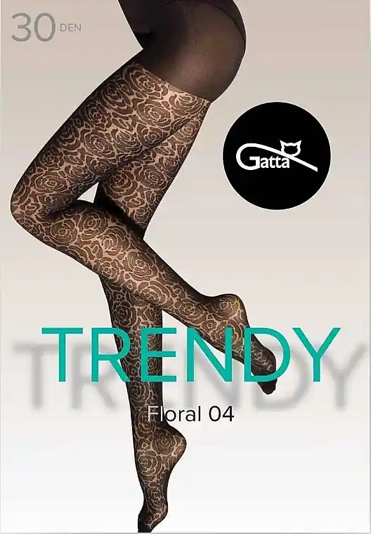 Floral 04 Tights with Pattern, 30 Den, nero - Clothes