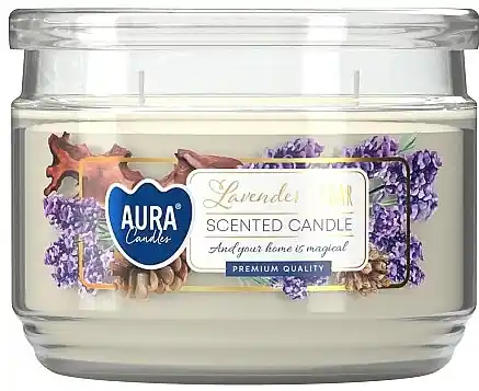Lavender & Cedar Scented Candle in Glass, with cap - Bath and Body