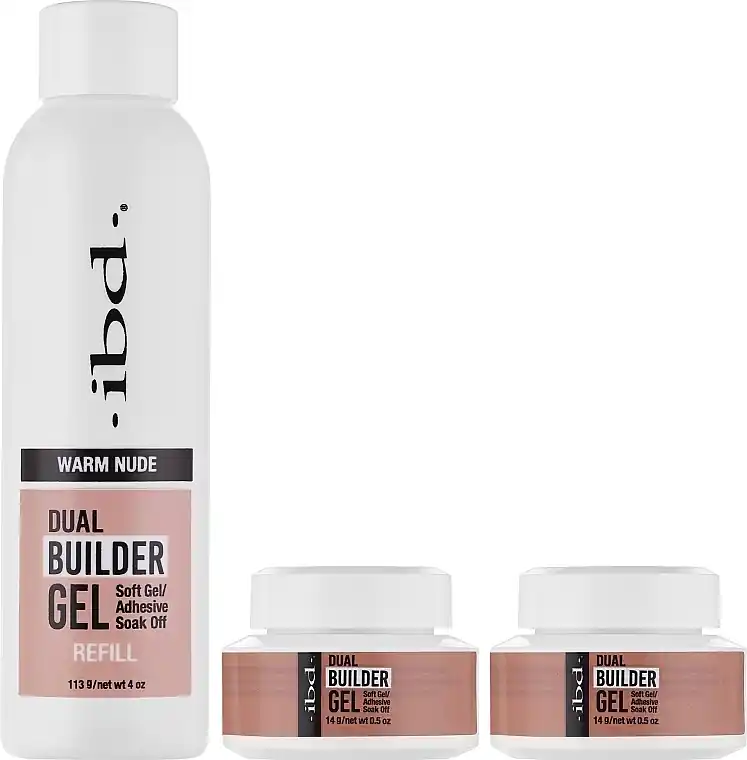 IBD Dual Builder Gel Kit Warm Nude (nail/gel/2x14g + nail/gel/refill/113g) - Nails