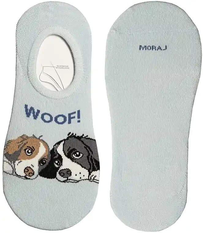 Women's cotton socks with dog print, blue - Clothes