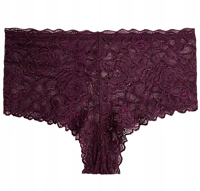 Women's Lace Brazilian Briefs, Burgundy - Clothes