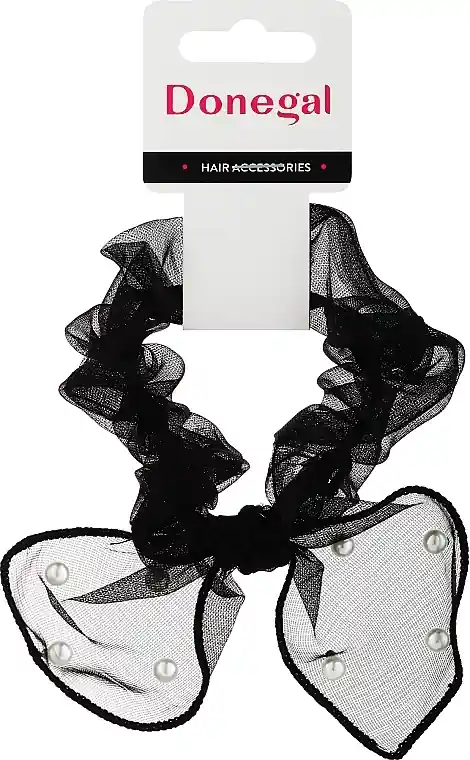 Hair tie, FA-5620, black with pearls