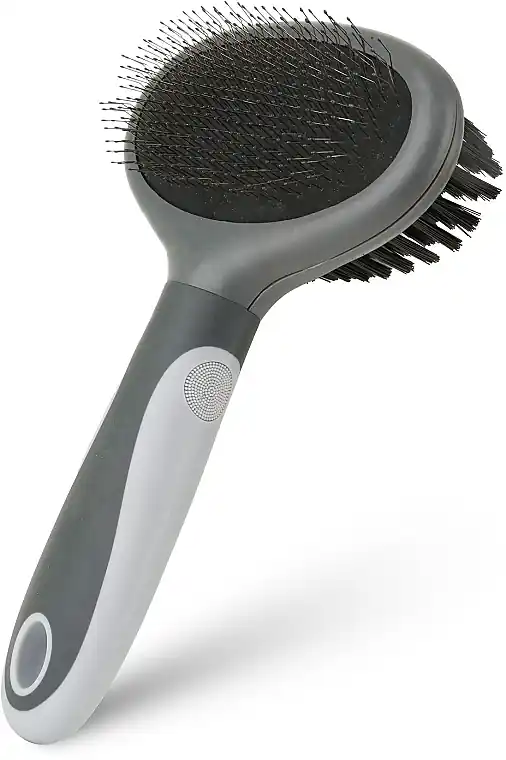 Double-Sided Pet Brush, grey, 11.5 x 19 cm