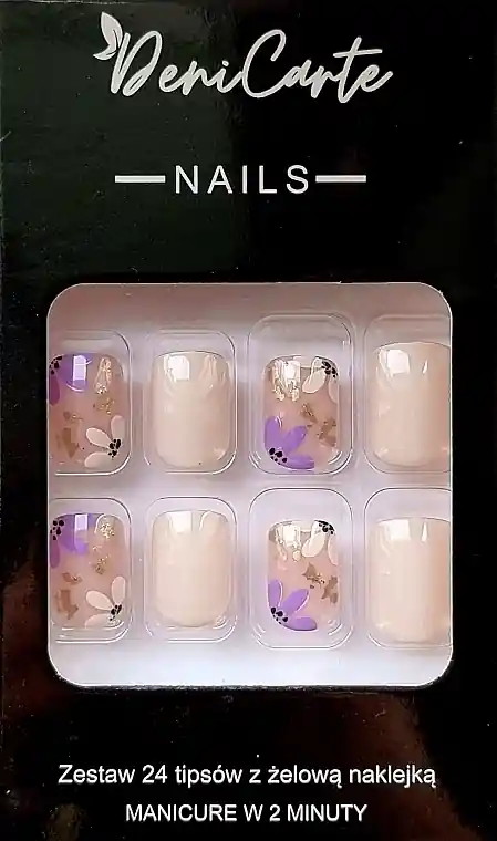 False nails, short with flowers, 24 pcs.