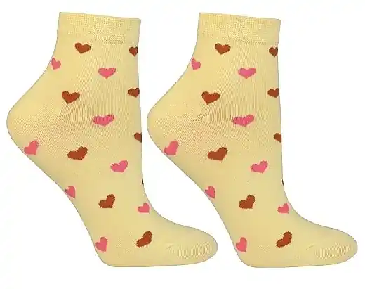 3/4 Women Socks CSL200-901, yellow with hearts