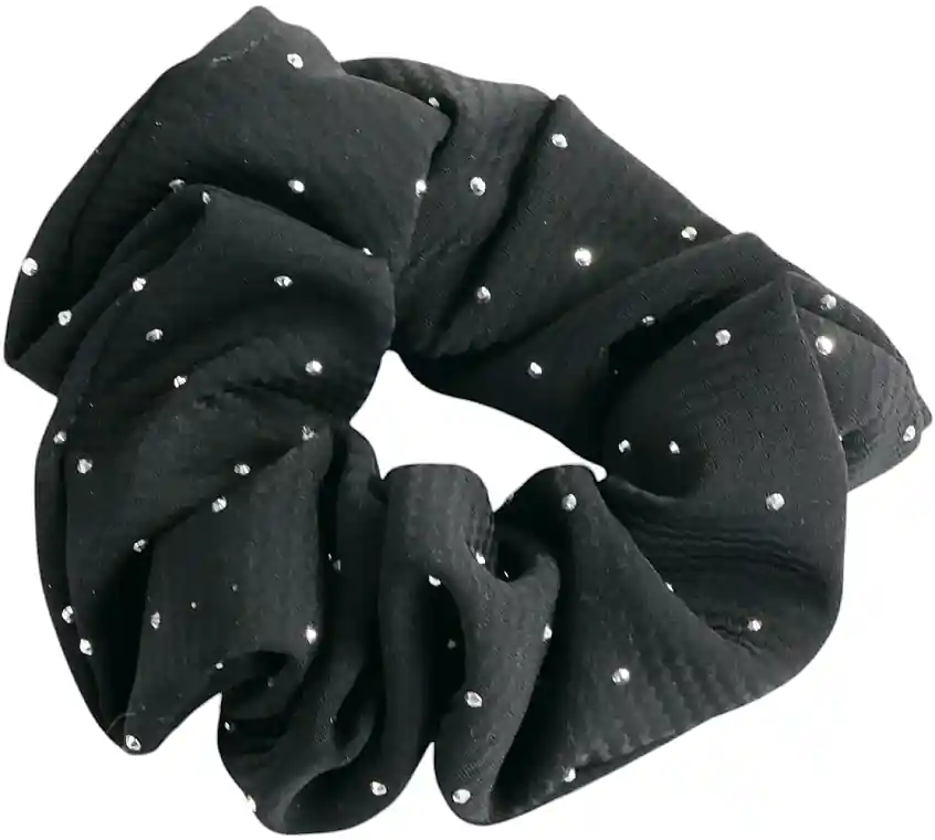 Fabric Scrunchie with Sequins, 12 cm, black - Accessories