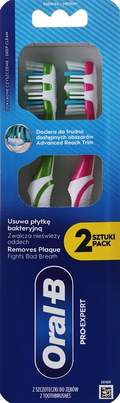Set of toothbrushes, medium hardness, green + pink - Bath and Body