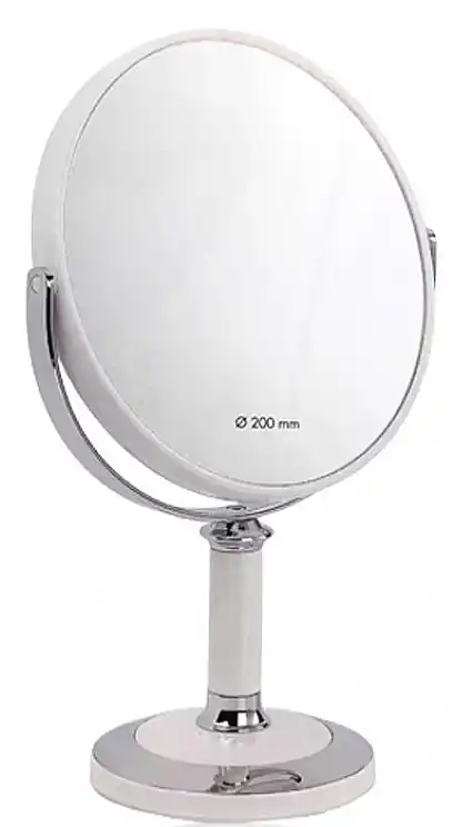 Round Table Mirror on a Leg, white, 20 cm, x7 - Accessories