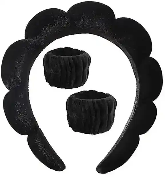 Headband & Wristband Set, 3 pcs., 28571, black - Accessories