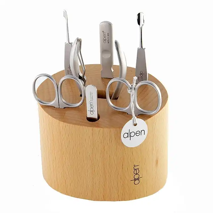 Manicure Set in Beech Wood Block, 7 tools, 6895R - Accessories