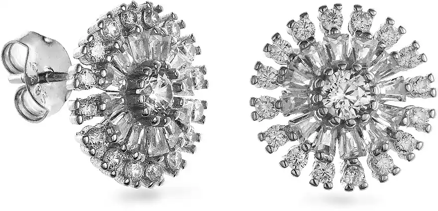 Silver stud earrings with cubic zirconia - Costume jewelry