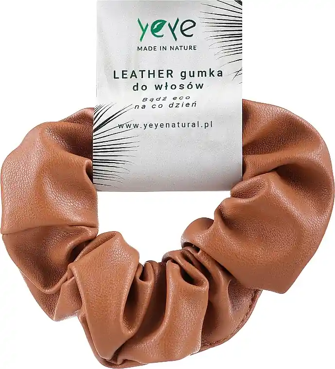 Leather Scrunchie 10.5 x 3.5 cm, beige - Accessories