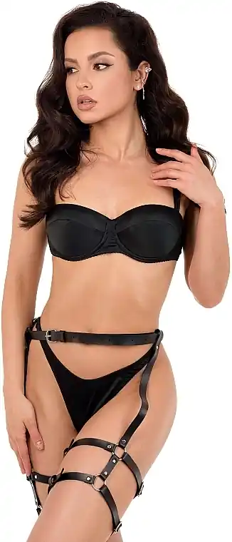 Eco-Leather Garter 'Red Room', black