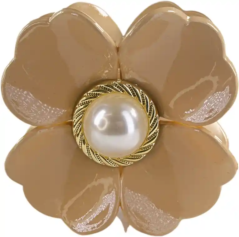 Flower & Pearl Hair Clip, cocoa - Accessories