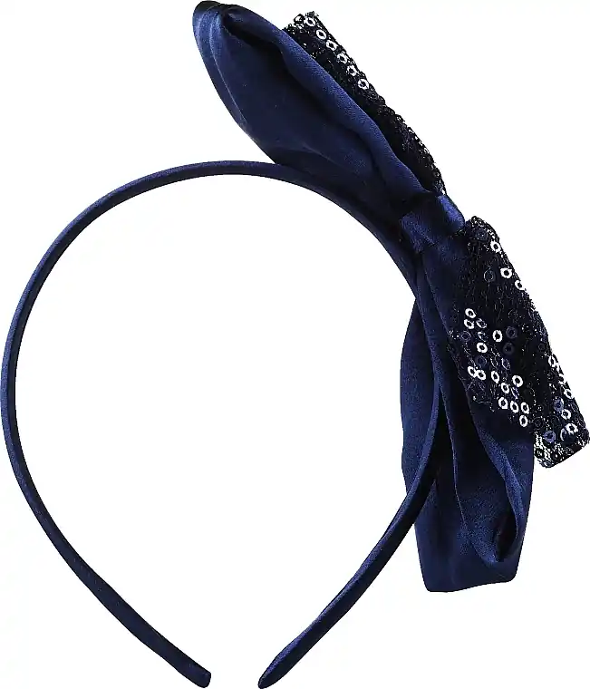 Hairband FA-5601, dark blue large bow with sequins