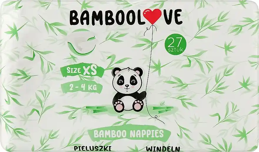 Bamboo Diapers, XS (2-4 kg), 27 pcs