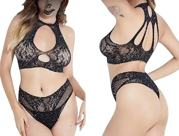 Erotic Set, Stretchy, Black - Clothes