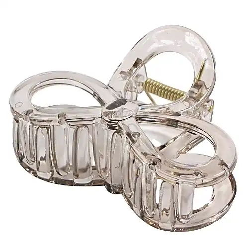 Large Transparent-Gray Bow Hair Clip