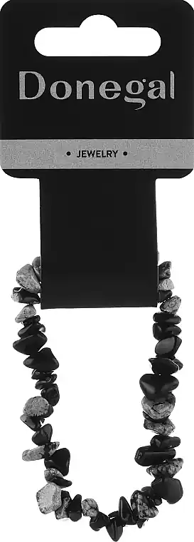 Beaded Bracelet, 6401, Black and Gray Stones - Costume jewelry