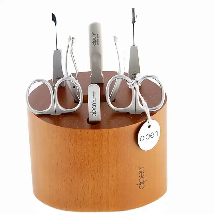 Manicure Set in Cherry Wood Block, 7 tools, 6895R - Accessories